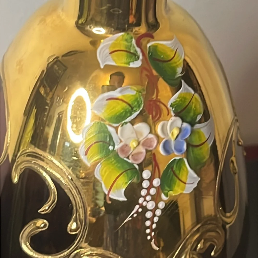 Bohemian Czech‎ Art Glass Moser Style Amethyst Floral Decanter (No Stopper)